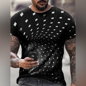 KYKU Men Psychedelic Shirt 3D Optical Illusion T-Shirt
